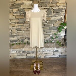 SOLD NWOT SANDRO PARIS cream mini loose fit dress, puff sleeves